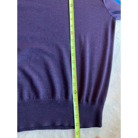Brooks Brother's Mens Large Sweater Pullover Purple V neck Saxxon Wool Minimali - Picture 9 of 10